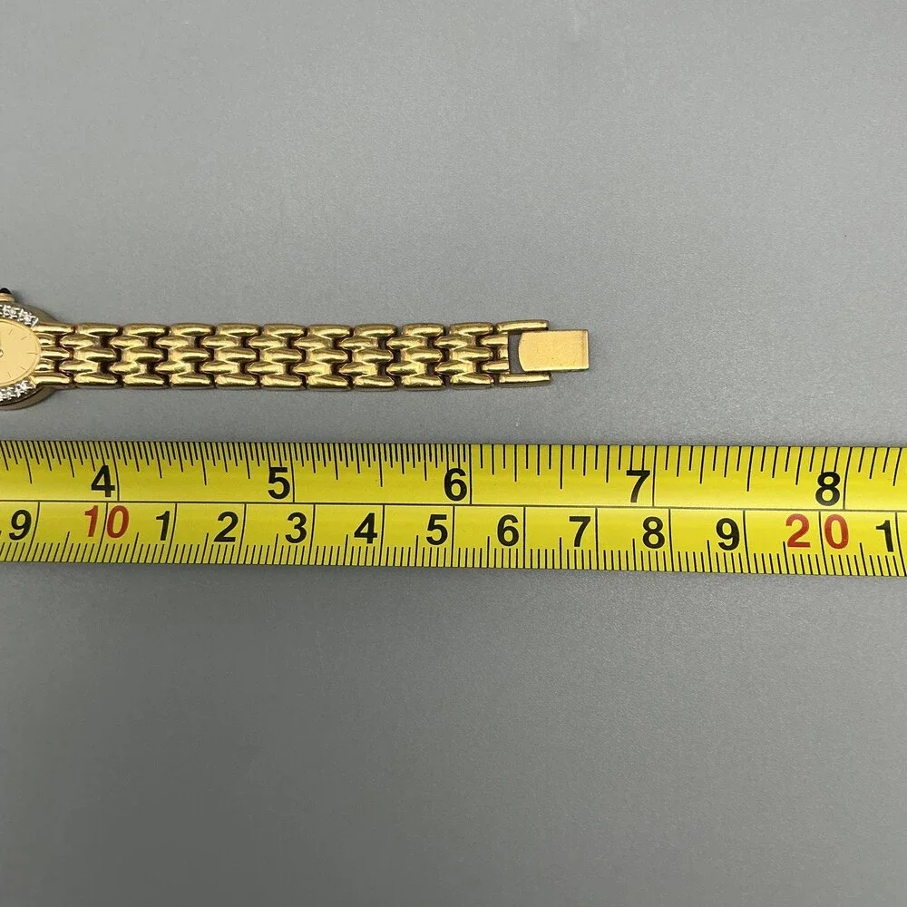 Vintage Seiko Womens Watch 15mm Gold Tone Diamond 1F20-5G19 New Battery 6.75